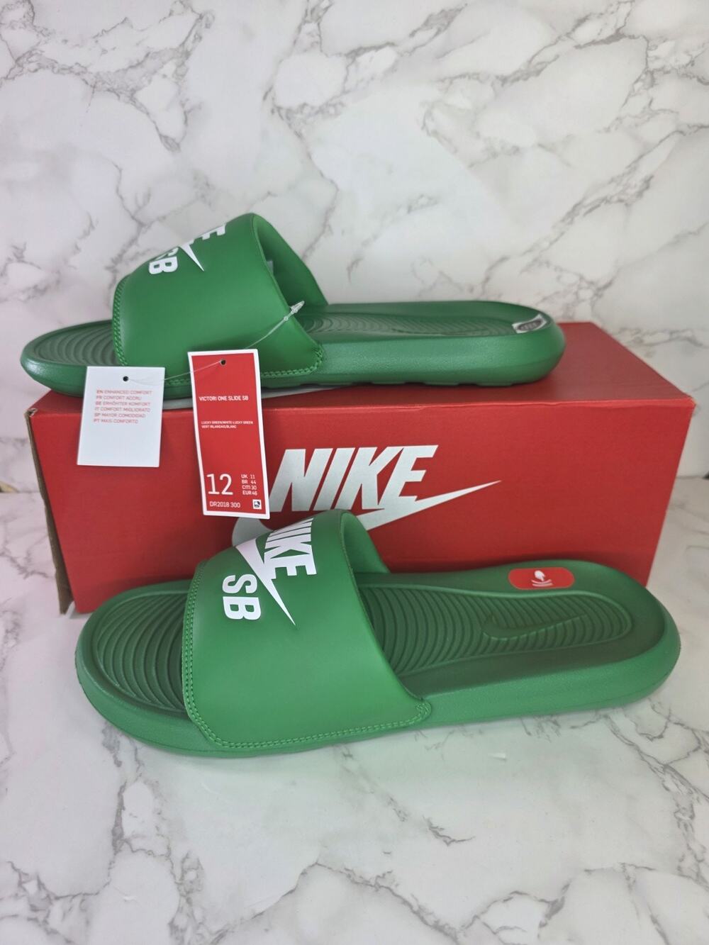 New Nike SB Victori One Slide “Lucky Green” DR2018-300 Men's Size 12 RARE